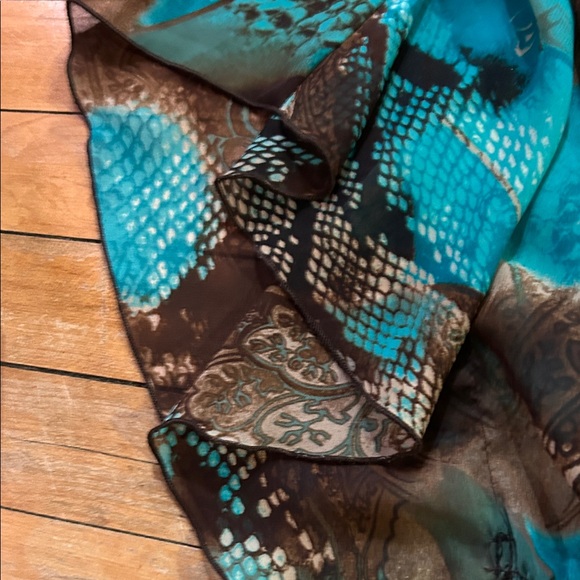 EUC Sere Nade Turquoise  and Brown Kimono Sheer Cardigan Women's Top - Picture 6 of 9